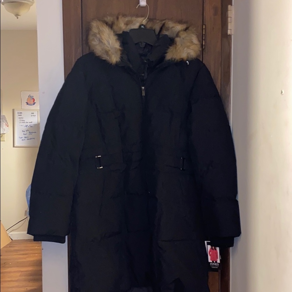 Jones New York faux fur hooded coat